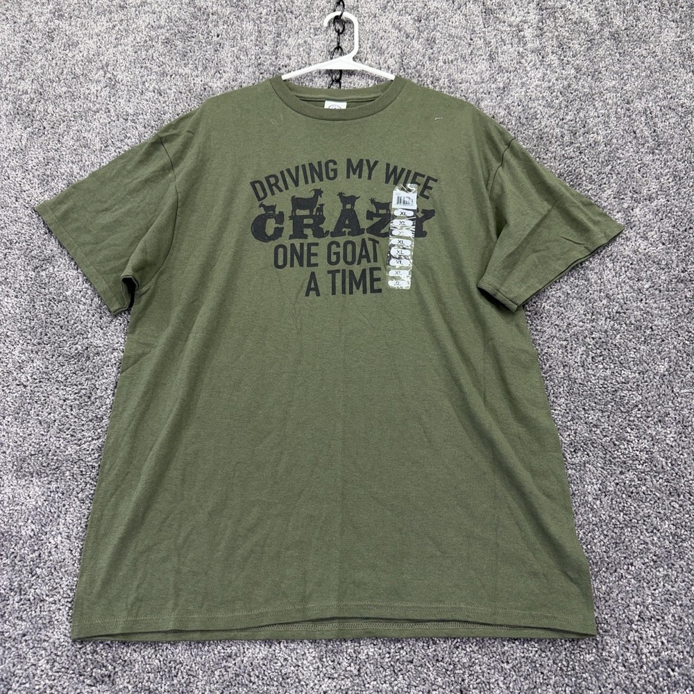 Delta Shirt Mens XL Green Driving My Wife Crazy Goat Graphic Tee Funny Farm